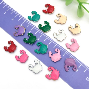 Gold-plated stainless steel crab charms in various enamel colors with a size reference