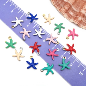 Pendentifs étoile de mer émaillés colorés pour bijoux DIY en acier inoxydable doré