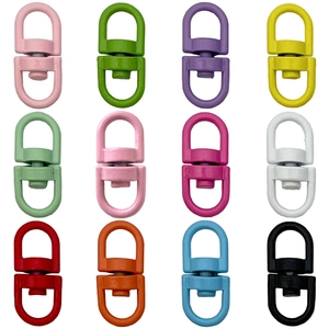 Colorful metal swivel lobster clasps in 12 vibrant colors for DIY keychains and bag accessories