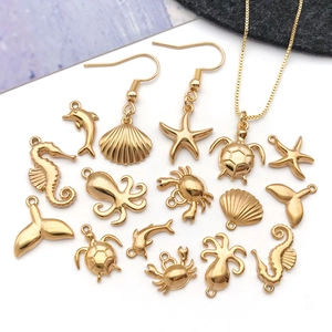 Golden ocean series DIY charms including seahorse, dolphin and turtle for jewelry making