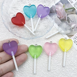 Bunte Herz-Lutscher Anhänger aus Harz in Macaron-Farben für DIY-Schmuck und Schlüsselanhänger