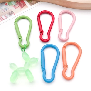 Colorful gourd-shaped carabiner keychains with a cute resin balloon dog charm pendant