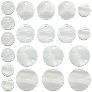 Disques ronds en nacre blanche naturelle avec trous pré-percés pour création de bijoux