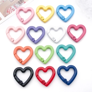Colorful Heart Shape Zinc Alloy Lobster Clasp DIY Keychain Accessories For Bag Charm Making Cute Mini Spring Buckle Hook