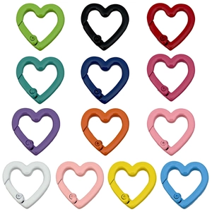 Colorful heart-shaped spring alloy clasps for DIY bag charms and jewelry making