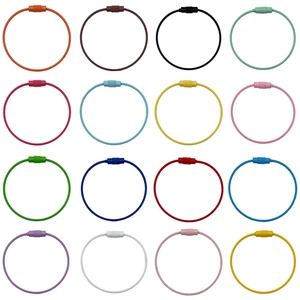 Set di 16 portachiavi colorati in filo di acciaio inossidabile intrecciato con vite