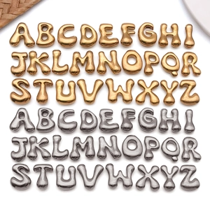 Pendentif Lettre Ballon Gonflé en Acier Inoxydable Charms Alphabet Bulle 3D Pour Fabrication de Bijoux DIY Collier Bracelet