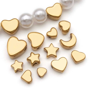 Stainless Steel Geometric Heart Star Moon Spacer Beads For DIY Jewelry Making Bracelet Necklace Earring Plated Gold Findings
