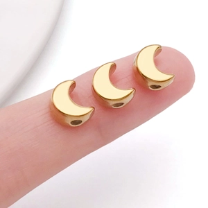Polished gold stainless steel moon shaped beads for DIY jewelry making and bracelets