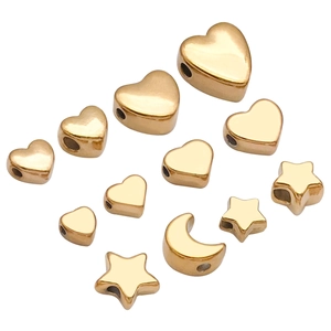 Gold plated stainless steel heart star moon beads for DIY jewelry making accessories
