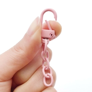 Pink matte zinc alloy lobster clasp with four-link chain for DIY keychains and charms