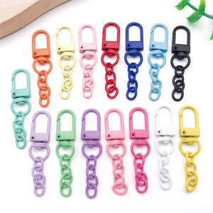 Colorful matte painted zinc alloy lobster clasps with chains for DIY keychain jewelry