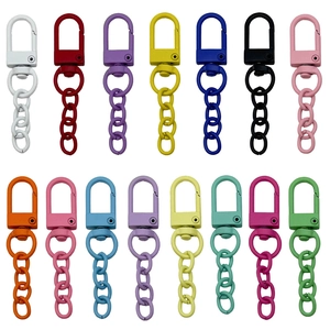 Colorful matte zinc alloy lobster claw clasps with chains in fifteen various vibrant colors
