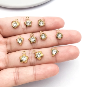 Colgantes geométricos de acero dorado con cristales para joyería DIY de collares y pulseras