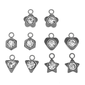 Colgantes geométricos de acero inoxidable con diamantes para creación de joyas