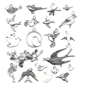 Antique Silver Alloy Bird Animal Pendants Flamingo Swallow Hummingbird Charms For DIY Jewelry Making Necklaces Earring Accessories