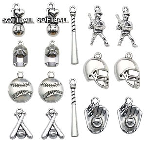 Antique Silver Zinc Alloy Sports Theme DIY Charms For Jewelry Making Baseball Football Basketball Gym Dumbbell Pendants For Bracelet Necklace Crafting