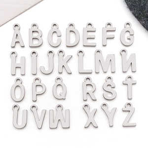 26-piece set of small lowercase stainless steel letter charms for DIY jewelry making