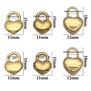 Pendentifs cœurs 3D en acier inoxydable doré avec dimensions et spécifications
