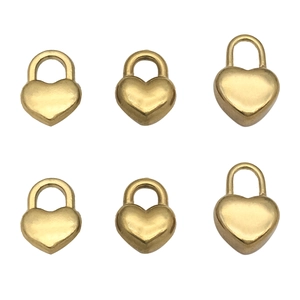 Lot de six pendentifs coeur dorés avec crochets métalliques pour la création de bijoux DIY