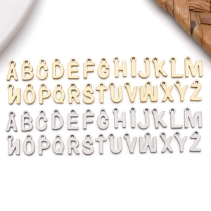 DIY stainless steel alphabet pendants in gold and silver finish for jewelry making