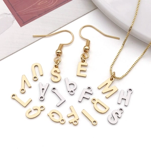 Detailed view of lowercase alphabet pendants for DIY gold and silver jewelry necklaces