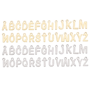 DIY stainless steel alphabet charms in gold and silver finish for jewelry making