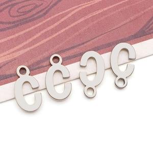 Polished stainless steel letter C pendant charms for DIY jewelry making accessories