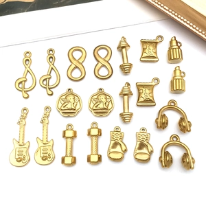 Gold Stainless Steel DIY Pendants Charms For Jewelry Making Guitar Headphones Dumbbell Angel Musical Note Jewelry Accessories