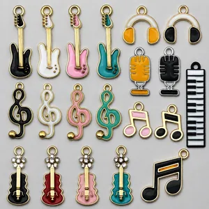 Muziekinstrument Hanger Zonder Ketting Zinklegering Emaille DIY Sieraden Maken Charms Gitaar Piano Viool Noot