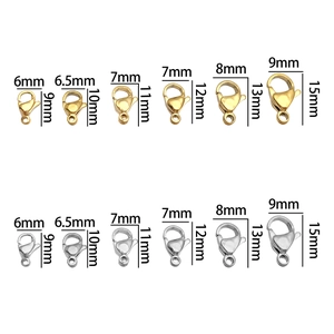 Stainless Steel Lobster Clasp For Necklace Bracelet DIY Jewelry Making Finding Gold Plated Lobster Claw Connector Buckle Clasp