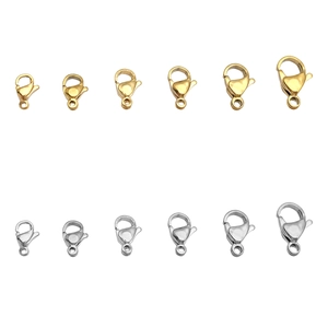 Stainless steel lobster clasps in gold and silver colors with 6 sizes for DIY jewelry making