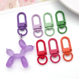 Colorful alloy lobster clasps and purple resin balloon dog charm for DIY keychains