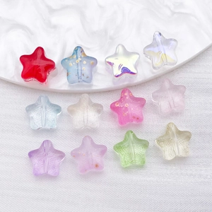Detail view of colorful 8mm star-shaped glass beads for DIY jewelry and crafts making