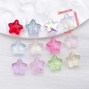 Colorful 8mm star glass beads with 1mm hole for DIY jewelry making and crafts