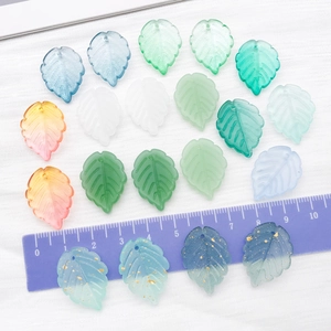 Frosted glass strawberry leaves pendant detail with gold foil inside and pre-drilled holes