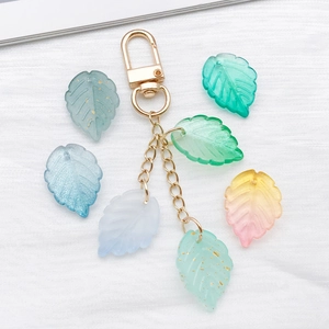 Frosted glass strawberry leaves pendants in colorful set for DIY jewelry making