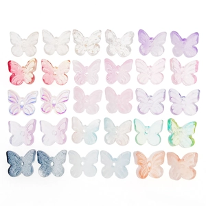 Perles papillon en verre 10x11mm colorées avec dégradé de poudre d'or pour bijoux DIY