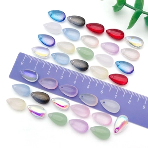 Colorful teardrop glass beads for DIY hairpins and jewelry making with size reference