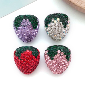 Perline Fragola in Pasta Polimerica con Strass Fatte a Mano per Creazione Gioielli Fai da Te Collana Bracciale Portachiavi Pendenti Cellulare
