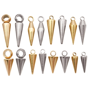 Polierte Edelstahl-Kegelanhänger in Gold und Silber für DIY-Schmuckherstellung