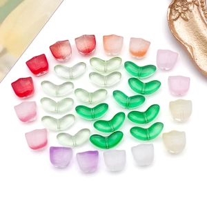 DIY colorful translucent tulip flower and leaf beads for handmade jewelry making