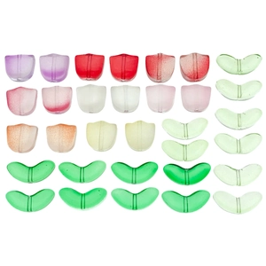 DIY colorful glass tulip and leaf beads set with gradient finish for jewelry making