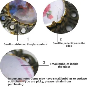 Detailed close-up showing bronze metal frame textures and glass surface flaws on pendant
