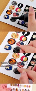 Macro view showing DIY craft steps for applying glass cabochons with UV glue on patterns