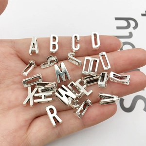 Set of 26 antique silver alphabet letter pendants in alloy for DIY jewelry making