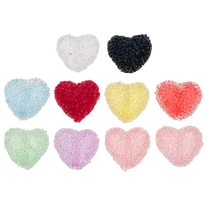 Ciondoli a cuore colorati texture zucchero in dieci colori per gioielli fai-da-te