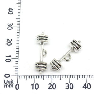 Dijes de mancuerna en plata antigua con escala de medida para joyería artesanal