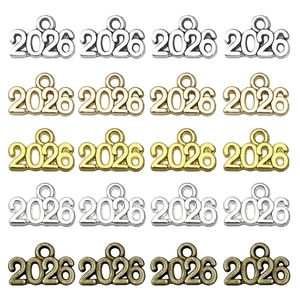 Colgantes de Números de Año 2025 2026 de Aleación Accesorios para Joyería DIY Collar Pulsera Llavero Colgante de Metal Galvanizado
