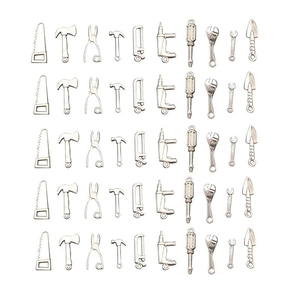 Set de 50 mini colgantes de herramientas con sierras, hachas y alicates para artesanía